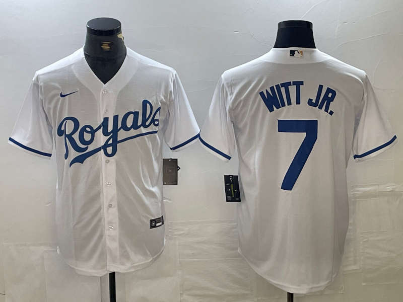 Men's Kansas City Royals Bobby Witt Jr. #7 White Home Jersey